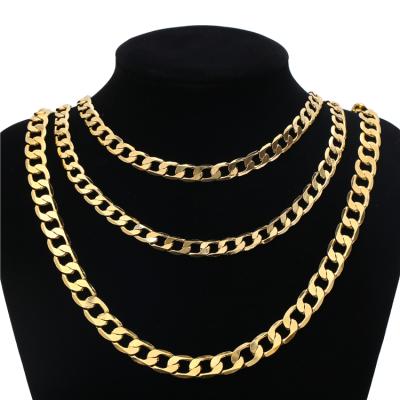 China High Quality Non-fading Mirror Polished Shiny Rose Gold 10mm Cuban Link Chain Necklace For Women Men for sale