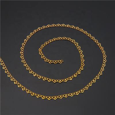 China 2021 Vintage Fashion Customized 100cm Heart Shaped Jewelry Charm Chain Men Gold Plated Copper Necklace Chain for sale