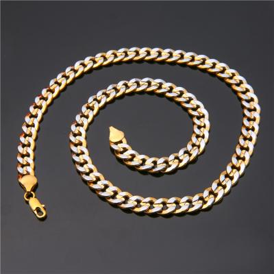 China Hiphop Fashion New Hip Hop Style 18k Vacuum Two Color Sterling Gold Chain Necklace Wholesale Men's Gold Plated Chains for sale