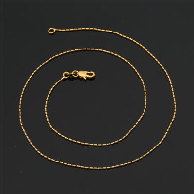 China fashion 18k vacuum plating Non-fading custom pearl chains 0.9mm wide Gold-plated-jewelry link chains necklace for sale