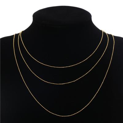 China Fashion Female 0.9mm Vacuum 18k Plating Copper Bead Chain Men Jewelry Non-fading Chain Necklace for sale