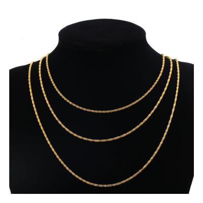 China Custom Wholesale Ladies 2mm 18K Wide Vacuum Non-fading Pendant Layered Necklace Chains Bulk Chain for sale