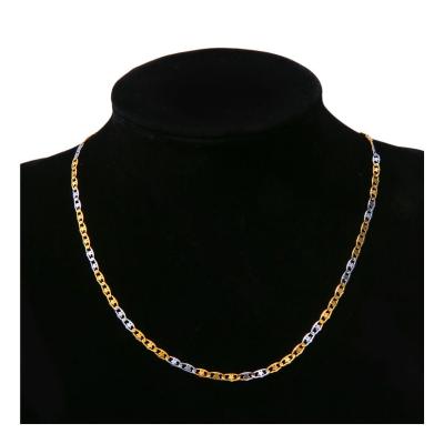 China 18K Vacuum Plating Two Color Jewelry Chains Mens Fashionable Hot Selling Minimalist Gold Layered Link Chain for sale