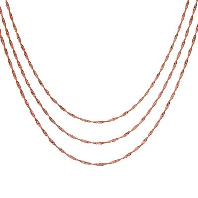 China 2021 Fashion Rose Gold Color Copper Water Wave Necklace 18k Non-fading Gold Plated Jewelry Men And Women Chain Necklace for sale