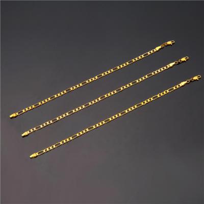 China Non-fading set multilayer gold plated 18k leg chain anklets beach foot jewelry layered Figaro chain anklet for sale