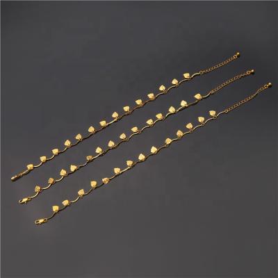 China Fashion Current Copper 18k Gold Plated Overseas Leaf Shape Chain Anklet Custom Jewelry For Women for sale