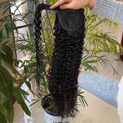 China ALL Textures Brazilian Curly Straight Hair Drawstring Ponytail Curly Clip In Hair Extensions Color Blow Ponytail Natural Products for sale