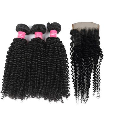 China Mink Cuticle Aligned Raw Brazilian Deep Curly Extension Human Hair Bundles With Frontal Closure for sale