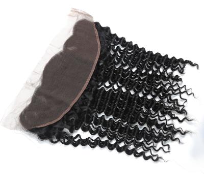 China Swiss Virgin Deep Wave Lace Frontal Human Hair 13x4 Cuticle Aligned Malaysian Human Hair Pre Plucked Transparent Swiss Lace Front Deep Curly With Baby Hair for sale