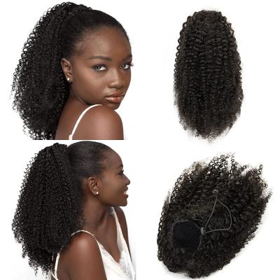 China ALL Textures Drop Shipping Natural Afro Kinky Curly Hair Drawstring Ponytail Extensions Chain Around Drawstring Ponytail Clip In Hair for sale