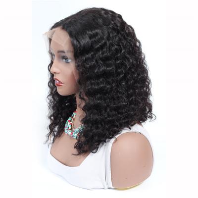 China ALL Textures Bob Wig 13*4 Lace Frontal Raw Indian Swiss Deep Wave Wig Curly Virgin Shmily Virgin Hair Cuticle Aligned Indian Hair Bob Wig for sale