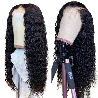 China ALL Textures Cheap Virgin Hair Water Wave Cuticle Aligned Closure 4*4 Lace Front Wig Remy Brazilian Human Hair 4*4 Lace Wigs Water Wave for sale