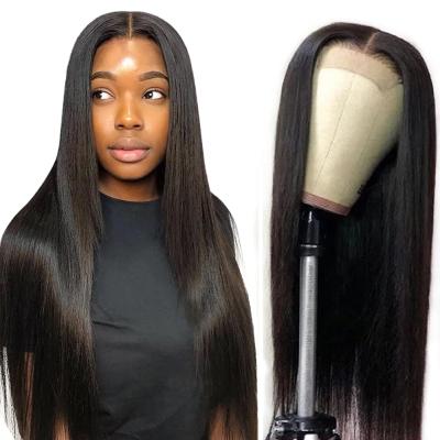 China ALL 13x4 HD Textures Brazilian Straight Lace Front Wig Pre Plucked Remy Hair Transparent Wigs For Women 150% Density Lace Front Wig for sale