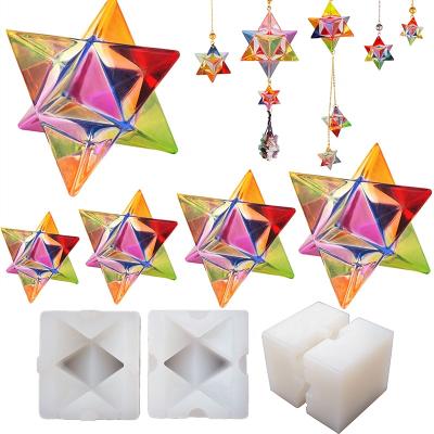 China Viable Geometry Ornament Mini Hexagon Gem Crystal 3D Diamond Star Pendant Wind Chimes DIY Energy Section Silicone Cavity Mold for sale