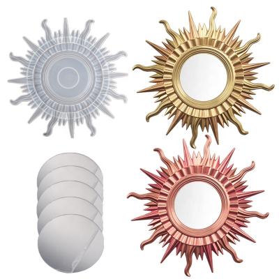 China Viable Creative DIY Sunburst Mirror Set Silicone Mold Frame Mold for Wall Decoration Bathroom Living Room Porch Shining Craft for sale