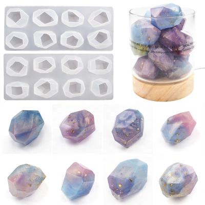 China 8 Cavities Shape DIY Crystal Glue Jewelry Diamond Stone Resin Gem Silicone Casting Mold Epoxy Viable Irregular Geometric Mold for sale