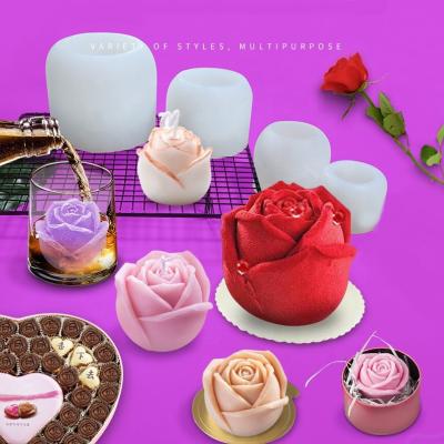 China New Viable 3D Rose Flower Silicone Planter Molds for Cake Soap Candle Flower Silicone Baking Handmade Mold for sale