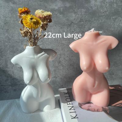 China Nordic Large Size Viable Candle Mold Supplies 22cm Wax Fragrant Woman Female Body Human Torso Silicone Mold For Epoxy Resin Art for sale