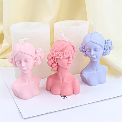 China Elegant Lady Candle Bridesmaid Female Body Blindfolded Candle Silicone Molds Viable Sculpture Making Silicon Mold for sale