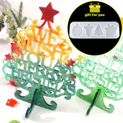 China DM121 Sustainable Christmas Tree Form Resin Mold Epoxy Ornaments Silicone For Crystal Decoration Craft Making Shiny for sale