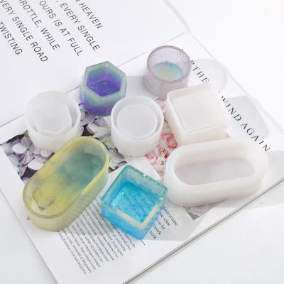 China DM101 4PCS DIY Flowerpot Resin Molding Mold Viable Cement Silicone Mold Pen Holder Storage Flower Pot For Resin Epoxy for sale