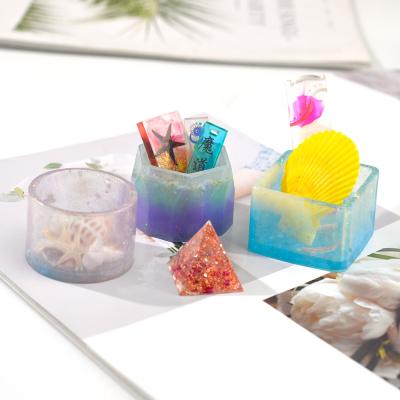 China DM100 DIY Viable Flower Pot Resin Molds Silicone Storage Custom Mold UV Resin Craft For Home Office Decoration for sale