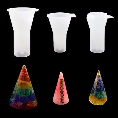 China DM111 DIY Kingring Viable Shining Cone Pendant Ring Stand Holder Silicone Mold for Resin Jewelry Crafts Making for sale