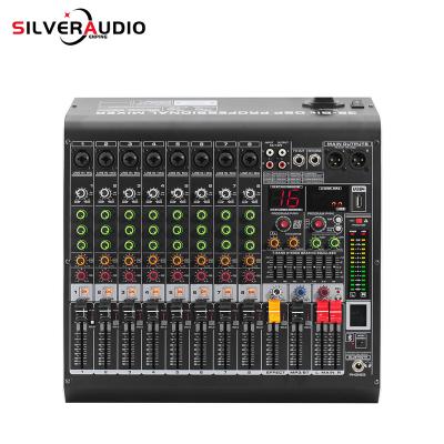 China Built in dsp math effector GAX-MC8 8 Channel Blueteeth Mixer 24 Bit DSP Digital Effect Sound Mixing Console Equipment USB 48V DJ Mixing Studio Equipment for sale