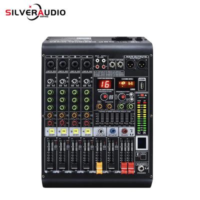 China Built in dsp math effector GAX-MC4 Professional Mixer 4Channel Blueteeth Mixer DJ Mixing Console with Reverb Effect Home Karaoke USB Live Interface Mixer for sale