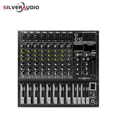 China Perfect Sound GAX-M8 Pro 8 Channel DJ Audio Mixer with 16 DSP Reverb effect BT 5.0 USB Mixer USB for karaoke PC recording Microphones for sale