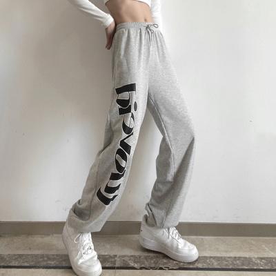 China Kliou K21P08127 Cotton Women's Breathable Pants Letters Autumn Women Straight Pants and Trousers for sale