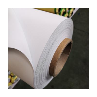 China Absorption Inkjet Flex Banner Coated Block Stable Double Sides Printable Without Glue 440GSM 250D*250D 36*36 3.20M 50M/R Digital Printing Material for sale