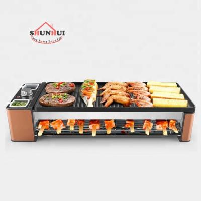 China Easy Cleaning Non Stick BBQ Grill 1500W Indoor Smokeless Electric Grill 47x22cm Electric Pan Grill BBQ Grill for sale