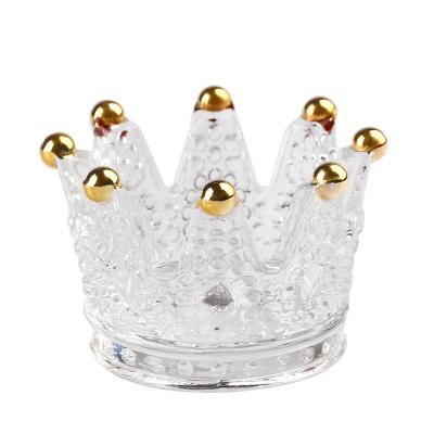 China Mini Cigarette Ash Tray Jewelry Candle Holder Crown Glass Ashtray for sale