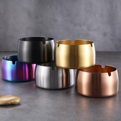 China Portable Stainless Steel Metal Cigarette Ashtray Round Stainless Steel Ash Tray for sale