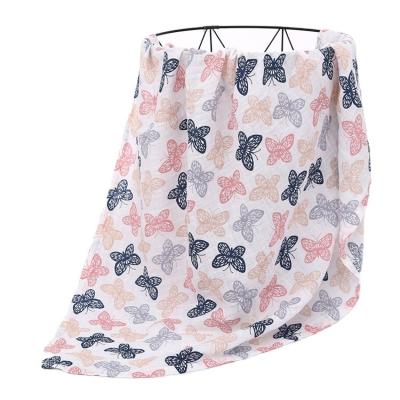 China PORTABLE Double Layer Nursery Blanket Newborn Cotton Material Floral Muslin Wrap Blankets for sale