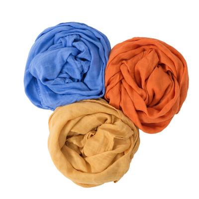 China PORTABLE Boys Girls Wraps 2-Layer Colors Cotton Solid Bamboo Muslin Receiving Newborn Wrap Blanket for sale