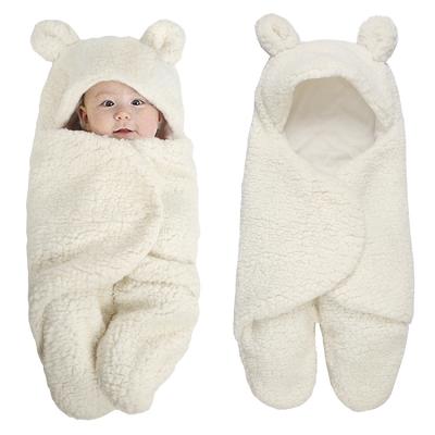 China Soft Plush Bear Plush Waist Bag Warm Receiving Newborn Baby Winter Plus Fleece Wrap Hooded Baby Sleeping Bag for sale