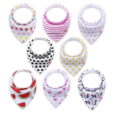 China Cotton Closure Washable Eco-friendly Printed Baby Girls Boys Bandana Drool Adjustable Snap Bibs for sale