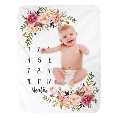 China PORTABLE Boys Girls Shear Photo Newborn Baby Memory Growth Chart Monthly Milestone Blankets for sale