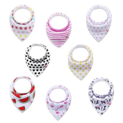 China Baby Washable Drool Bibs Cotton Muslin Double Side 4 Layers Cotton Crepe With Button for sale