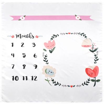 China PORTABLE Custom Printed Monthly Milestone Blanket New Mom Baby Shower Birthday Gift Baby Blanket for sale