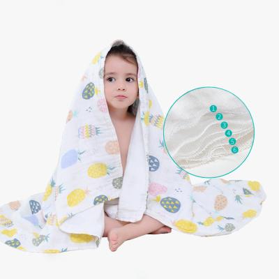 China PORTABLE Gauze Washable Baby Muslin Swaddle 100% Organic Cotton 6 Layer Soft Baby Blankets for sale