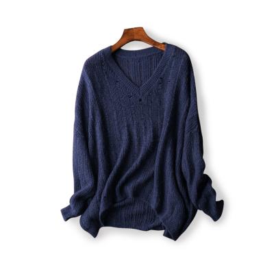 China V-neck mohair sweater autumn/winter 2021 new breathable loose hollow thin idler thin tank top for sale