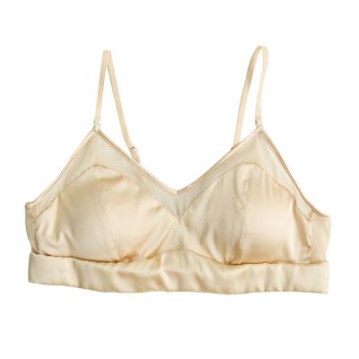 China High Quality Antibacterial With Cheapest Price Breathable Bras 100% Silk OEM Available Fitted Ties Silk Bra for sale