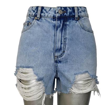 China Fashion Breathable Women Summer Denim Shorts High Waisted Plus Size Shorts Cut New Blue Ripped Woman Denim Shorts Push Up Skinny Slim for sale