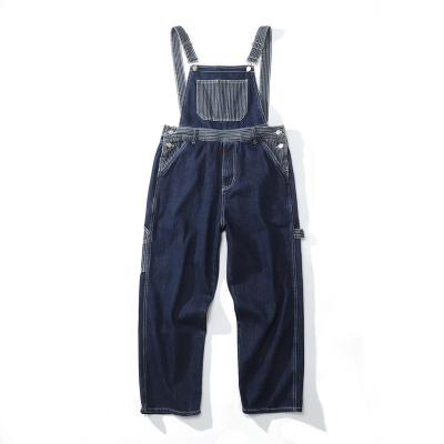 China Breathable Loose Overalls 100% Cotton Blue Denim Coveralls With White Dot Customized Label for sale