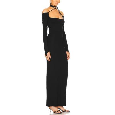 China Anti-Static Custom Made Prom Party Feast Evening Dresses Sexy Black Off Shoulder Long Sheath Dresses Even Elegant For Women Long Dress for sale