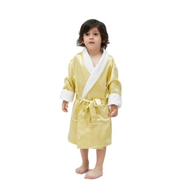 China Autumn Girls Satin Kimono Robes Bathrobe Sleepwear Clothes Solid Silk Pajamas Toddler Thermal Girls Robes Kids Pajamas For Boy for sale