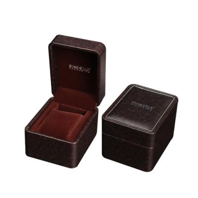 China Luxury PU Leather Watch Display Packaging Boxes Simple Plastic Covered Watch Boxes for sale